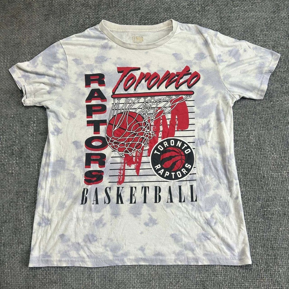 NBA Toronto Raptors Basketball Graphic T-Shirt Unisex Large Tie Dye Purple Y2K